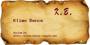 Klimo Bence névjegykártya